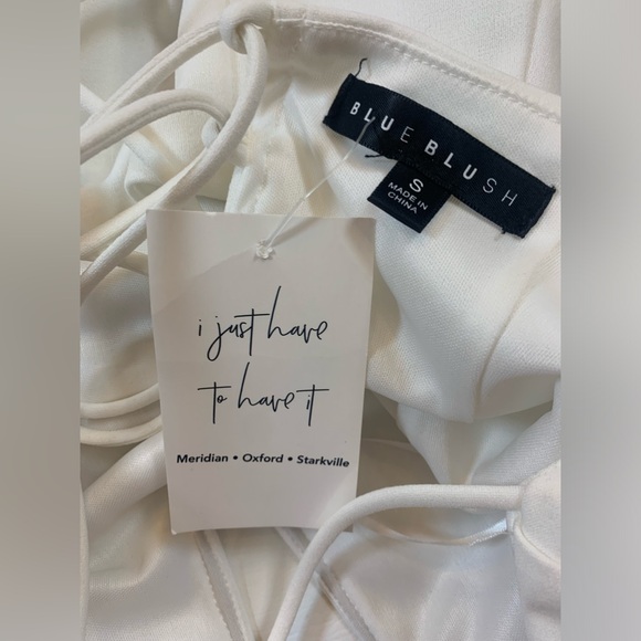 NWT Blue Blush white ruffled mini dress lined small (bin J) - Picture 9 of 16